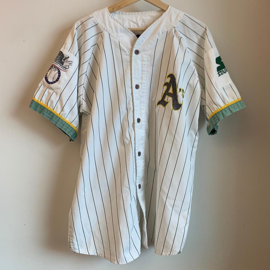 STARTER, Shirts, Green Striped Oakland Athletics Starter Jersey