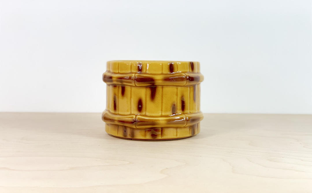 Vintage McCoy Round Bamboo Ceramic Pottery Planter 209S Tiki North