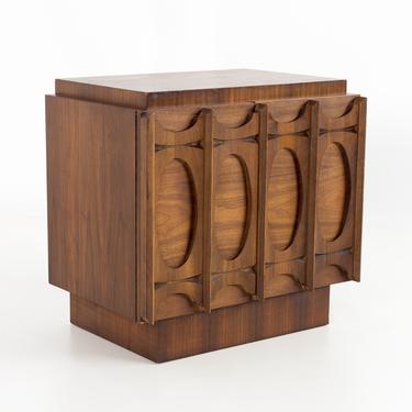 Tobago Brutalist Mid Century Walnut Nightstand - mcm 