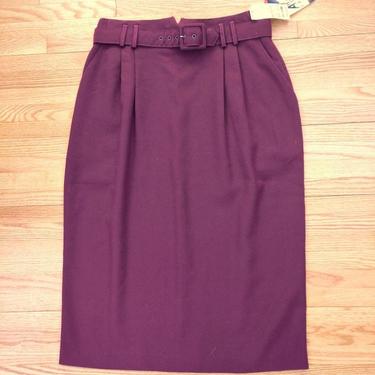Vintage Purple High-Waisted A-Line Skirt with Belt // Deadstock "Fundamental Things" Skirt with Pockets 