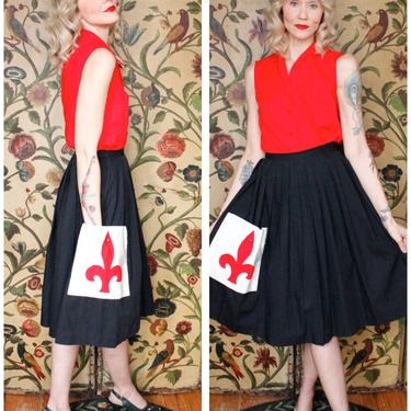 1950s Skirt // College Town Large Pocket Skirt // vintage 50s skirt 