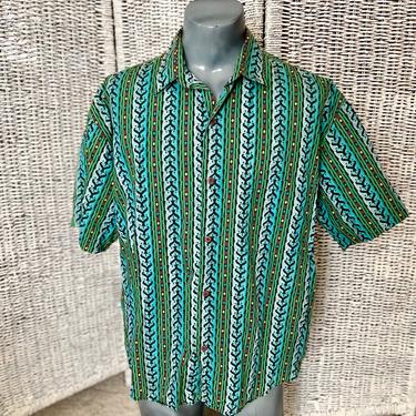 Vintage 80s Mens Shirt, Bright, Button Down, Hipster, Unisex 