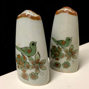 Vintage Mexican Tonala Ken Edwards Style Painted Ceramic Salt &amp; Pepper Shakers 