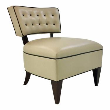 Leather Craft Co. Modern Armless Beige Leather Slipper Chair