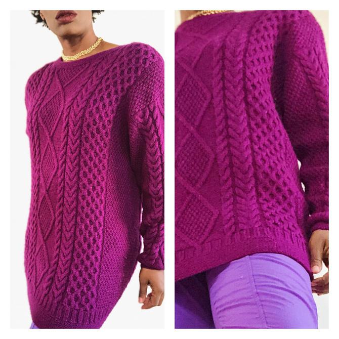 80s/ 90s slouchy hand knitted jumper size M.