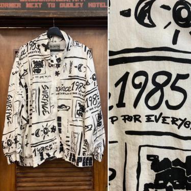 Vintage 1980’s Graffiti Hip Hop Oversize Style Windbreaker Jacket, 80’s Jacket, 80’s Windbreaker, 80’s Graffiti Print, 80’s Vintage Clothing 