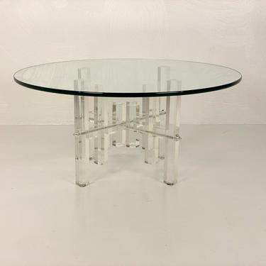 Vintage Round Lucite and Glass Coffee Table - *Please ask for a shipping quote before you buy. 