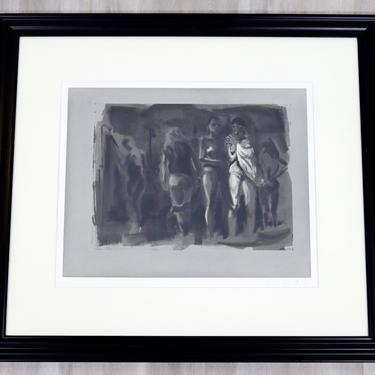 Mid Century Modern Framed Sott Ground Etching Aquatint Signed Eric Fischl Shower 