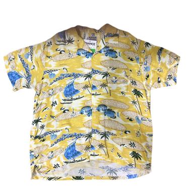 (L) Lualeilei Yellow Hawaiian Shirt 071021 LM