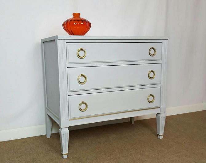 Small Dresser Paris Grey With Gold Night Stand Accent Table