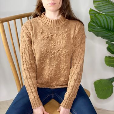 Vintage Brown Cotton Embroidered Mock Turtleneck Sweater | North Fork  Vintage | Kennesaw, GA