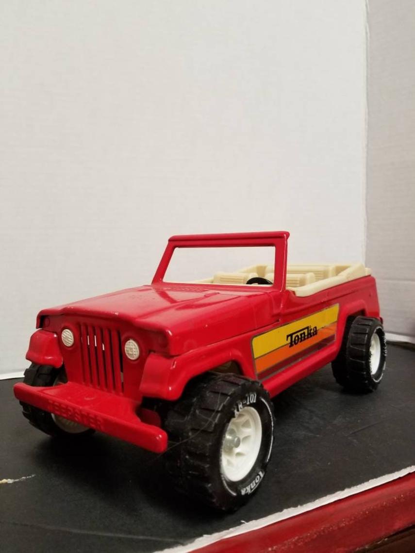 Red Tonka Truck with Yellow, Orange, and Red Stripes | MOB