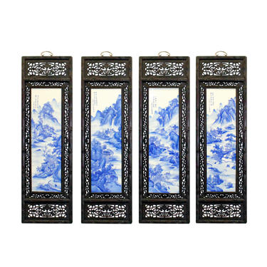Chinese Mountain River Porcelain Blue &amp; White Painting Wall Panel Set cs5057E 