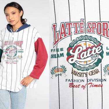Hoodie T Shirt Striped Baseball Shirt Latte Sport Hooded Top 90