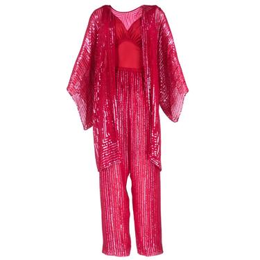 Vintage HALSTON 70s Candy Apple Red Disco Ensemble