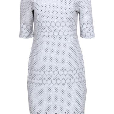 Joseph Ribkoff - White Perforated Cropped Sleeve Sheath Dress Sz 10