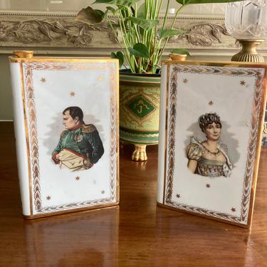 Napoleon and Josephine Limoges Porcelain Book Decanters 