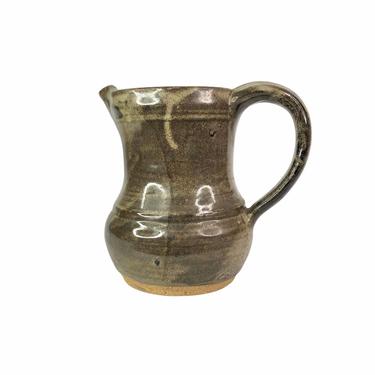 Vintage Brown Handmade Stoneware Studio Pottery Pitcher 
