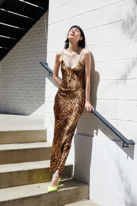 NILI LOTAN Leopard Silk Slip Dress Sz. S MOSS Designer Consignment Austin and San Antonio TX