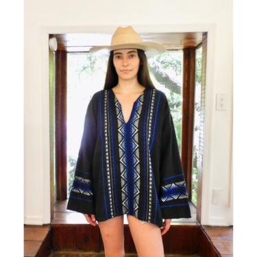 Baja Blouse // vintage cotton boho hippie Mexican embroidered dress hippy Guatemalan // O/S 