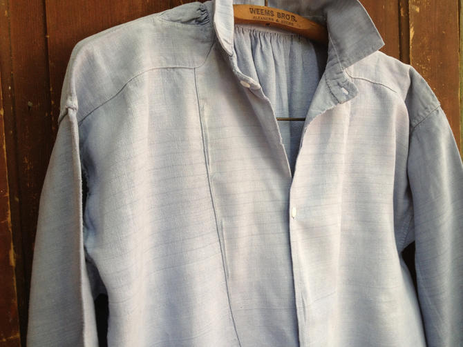 French Linen Nightshirt 19th Century Hand Sewn Artist Smock French 