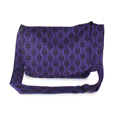 Purple Damask Messenger Bag 