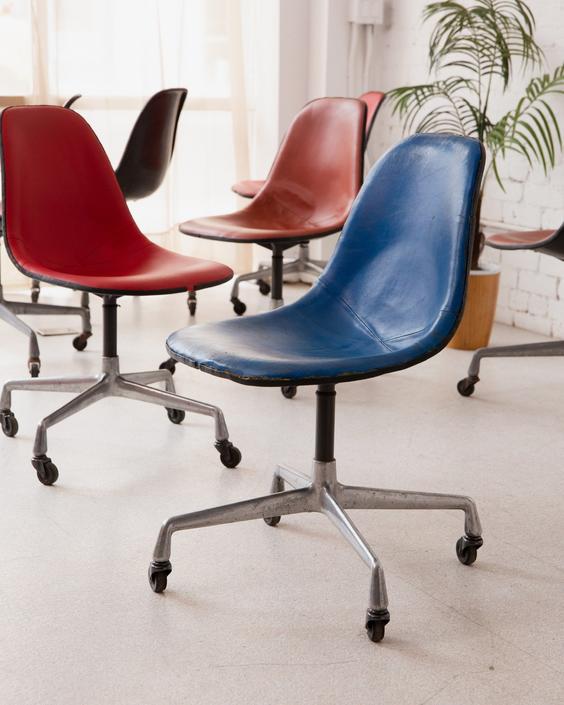 Eames for Herman Miller Mid Century Blue Padded Fiberglass Swivel