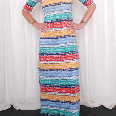 Vintage 1970s All The Names Maxi Dress (Small/Med) by 40KorLess