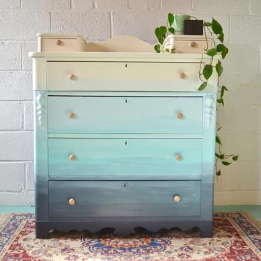 Blue Ombr Antique Dresser