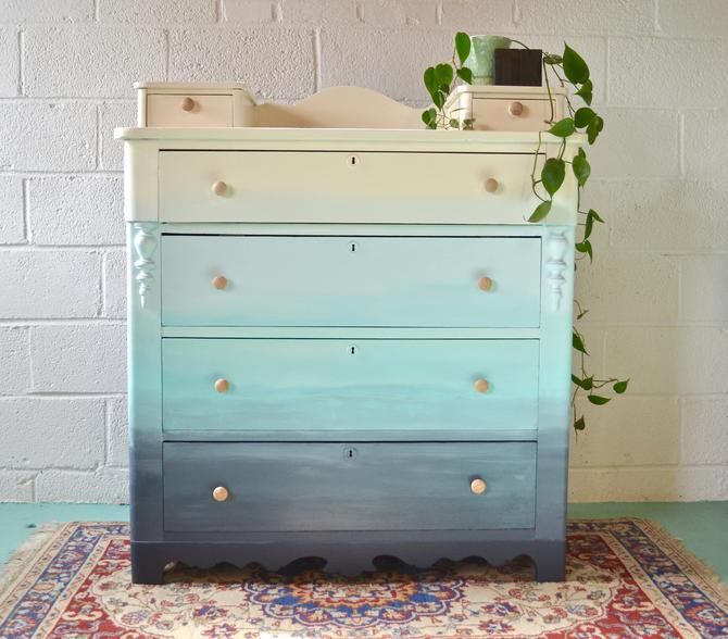 Blue Ombre Antique Dresser From The Little Blue Table Of Silver