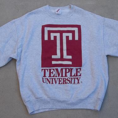Vintage Sweatshirt Temple University 1990s 1980s Small Distressed Preppy Grunge College University Street Clothing 