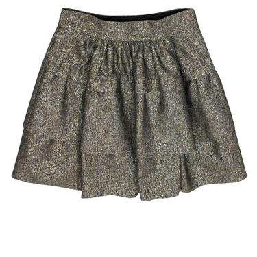 Diane von Furstenberg - Gold &amp; Silver Sparkly Tiered Miniskirt Sz 8
