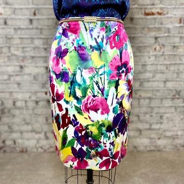 Floral Silk Pencil Skirt 