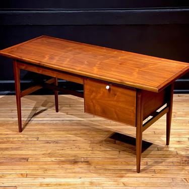 Drexel Declaration Walnut Desk by Kipp Stewart - Mid Century Modern Danish Style Office Furniture 