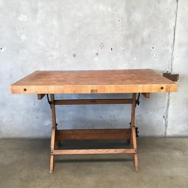 High Top Table with Oak Base & Butcher Block Top