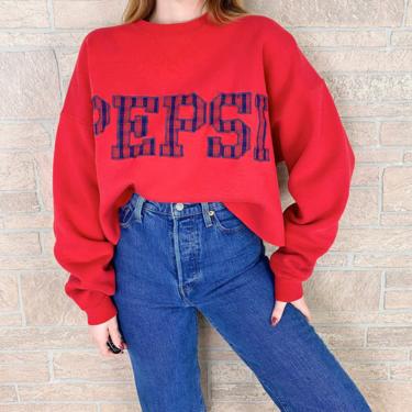 PEPSI Cola Vintage Pullover Cropped Sweatshirt 