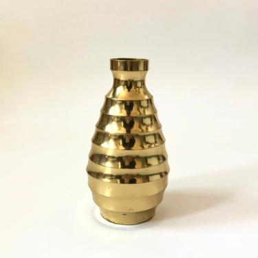 Vintage Ribbed Brass Bud Vase 