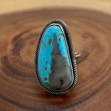 ALL AROUND Chimney Butte Sterling Silver &amp; Turquoise Ring | Native American Navajo Style Jewelry | Southwestern | Size 8 1/4 