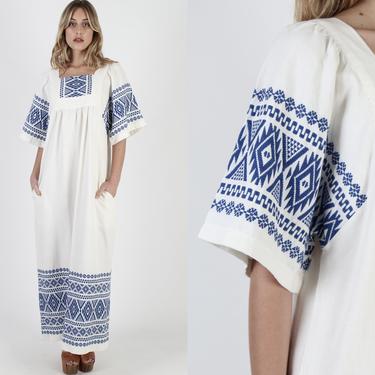 Vintage 70s White Guatemalan Aztec Print Dress With | American Archive -  San Diego, CA | ATTIC