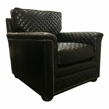 Drexel Heritage Modern Black Quilted Leather Club Chair