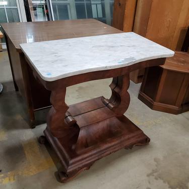 American Empire Hall Table with Marble Top and Mirrored Back