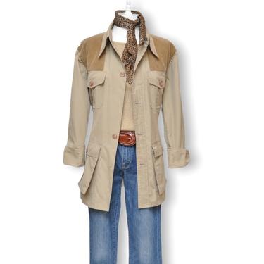 Vintage Khaki Hunting Jacket Unisex 70’s Beige Safari Jacket M/L 