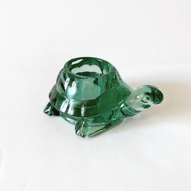 Green Glass Turtle Tealight Holder 