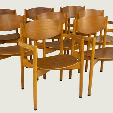 Jens Risom Mid Century General Purpose Walnut Dining Chairs - Set of 8 - mcm 