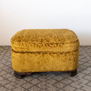 Vintage gold velvet ottoman 