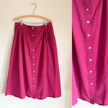 Vintage 1990s Plum Button Front Skirt / 35-40&amp;quot; waist 