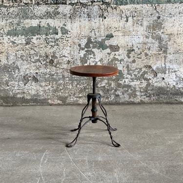 Antique Twisted Wire Flashed Copper Oak Patrons Stool 