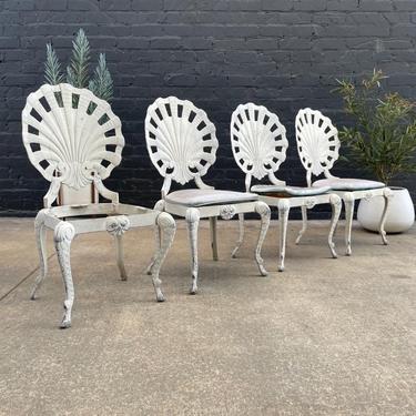 Vintage Hollywood Regency Aluminum Shell Back Grotto Patio Chairs by Tropitone, c.1970’s 