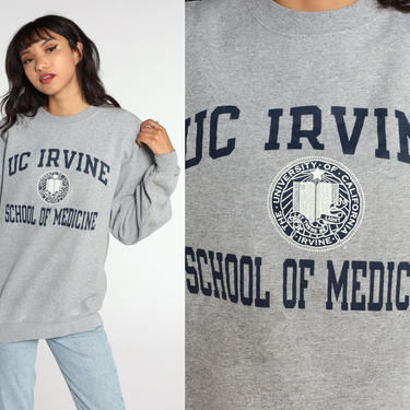 UC Irvine Sweatshirt School of Medicine Shirt University California Sweatshirt 90s Shirt Grey College Graphic 80s Vintage Large L 