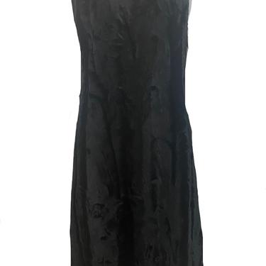 60s Symphony Black Faux Fur Mod Dress with Sash Belt